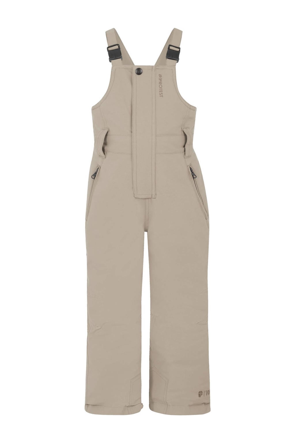 Beige meisjes Protest ski-salopette PRTNeutroi TD van polyester met regular fit, rits met windvanger en effen