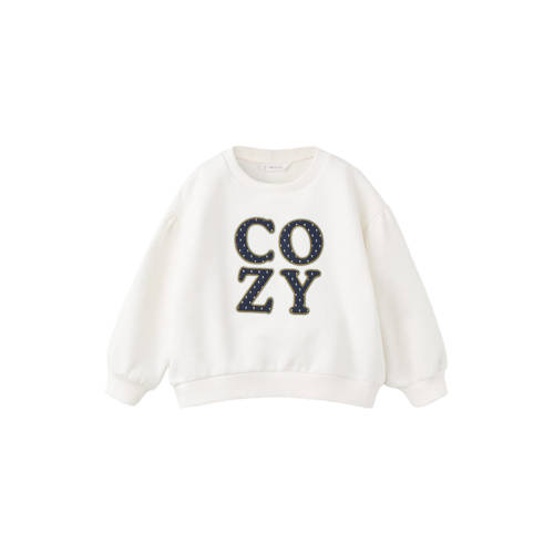 Mango Kids sweater wit Printopdruk - maat 110 | Sweater van Mango Kids afbeelding