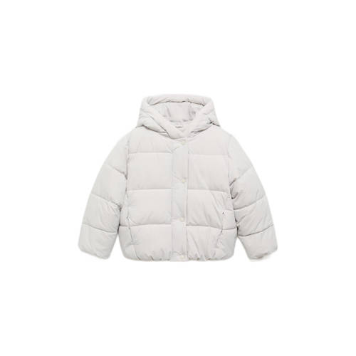 Mango Kids gewatteerde jas grijs Meisjes Polyester Capuchon Effen - maat 146 afbeelding