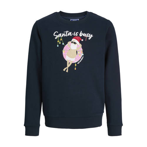 JACK & JONES JUNIOR kerstsweater donkerblauw Printopdruk - maat 164 afbeelding