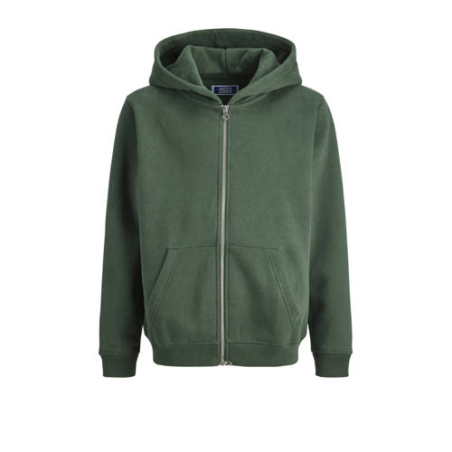 JACK & JONES JUNIOR sweatvest met backprint donkergroen Backprint - maat 176 afbeelding