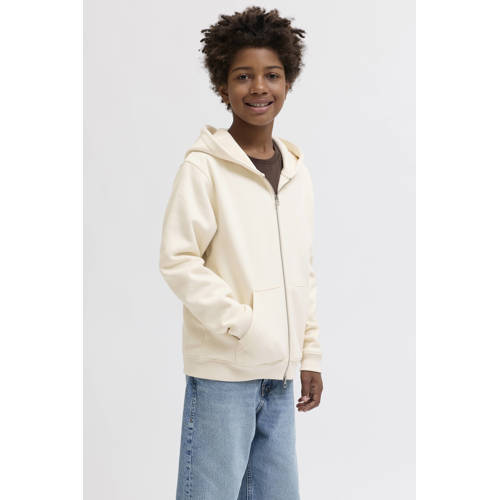 JACK & JONES JUNIOR sweatvest met backprint ecru Backprint - maat 128 afbeelding