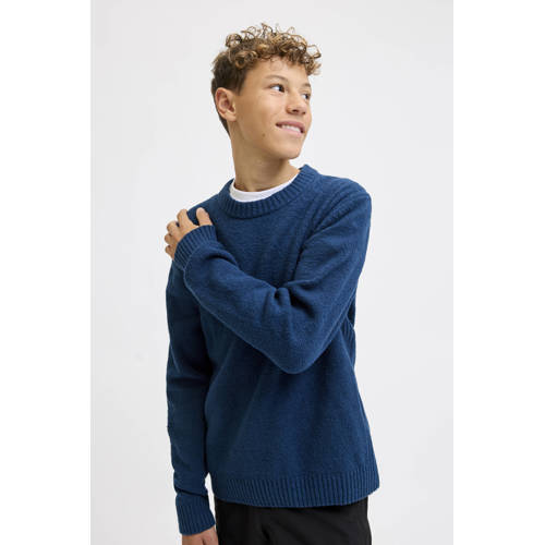 JACK & JONES JUNIOR pullover blauw gebreid Trui Jongens Katoen Ronde hals - maat 176 afbeelding