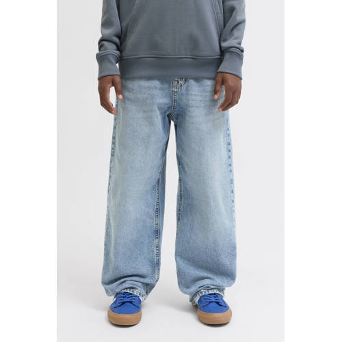 JACK & JONES JUNIOR high waist loose fit jeans medium blue denim Blauw - maat 146 afbeelding