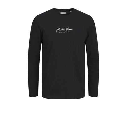 JACK & JONES JUNIOR loungeset zwart Jongens Katoen Ronde hals Tekst