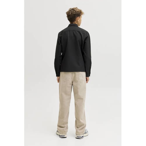 JACK & JONES JUNIOR overshirt zwart Overhemd Jongens Polyester Klassieke kraag - maat 140 afbeelding