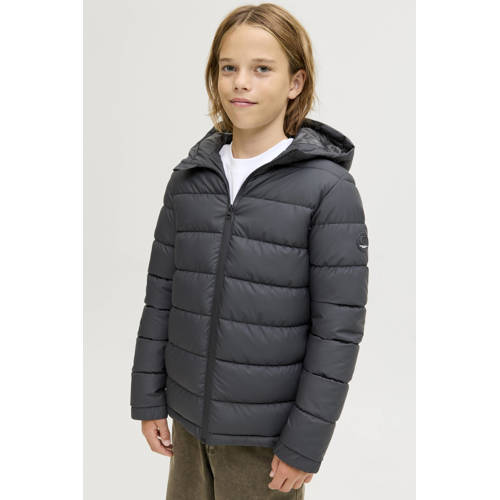JACK & JONES JUNIOR gewatteerde jas gebreid zwart Jongens Polyester Capuchon - maat 152 afbeelding
