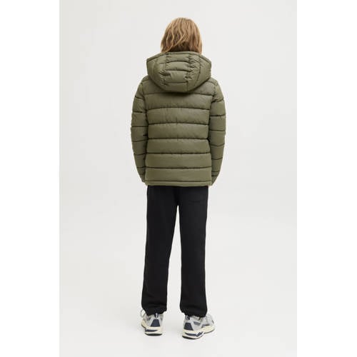 JACK & JONES JUNIOR gewatteerde jas gebreid groen Jongens Polyester Capuchon - maat 176 afbeelding