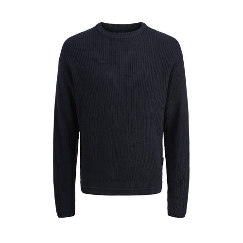 JACK & JONES JUNIOR trui donkerblauw grof gebreid Jongens Acryl Ronde hals - maat 176 afbeelding