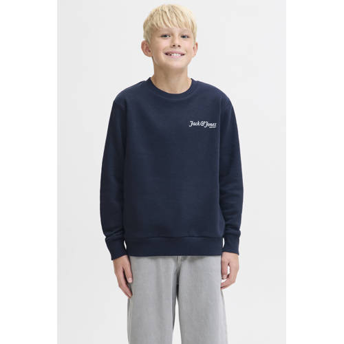 JACK & JONES JUNIOR sweater met backprint donkerblauw Backprint - maat 164 afbeelding