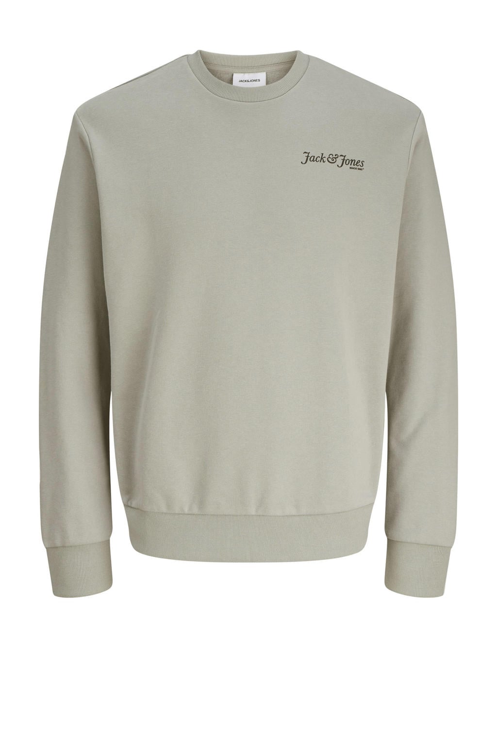 Beige jongens JACK & JONES JUNIOR sweater met backprint, lange mouwen, ronde hals en geribde boorden
