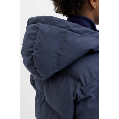 JACK & JONES JUNIOR gewatteerde jas donkerblauw Jongens Polyester Capuchon - maat 164 afbeelding
