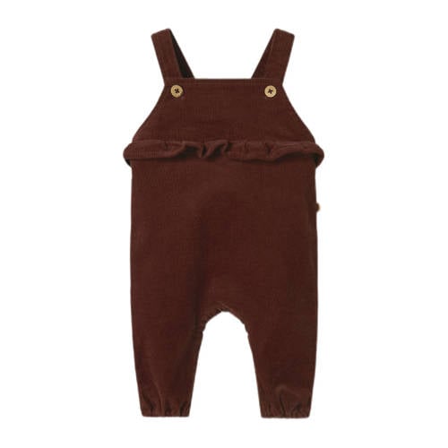 LIL' ATELIER BABY tuinbroek donkerbruin Jongens/Meisjes Stretchkatoen Vierkante hals