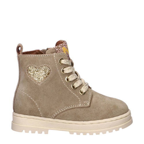 Nelson Kids suède veterboots taupe Bruin Meisjes Suede Effen - maat 27 afbeelding