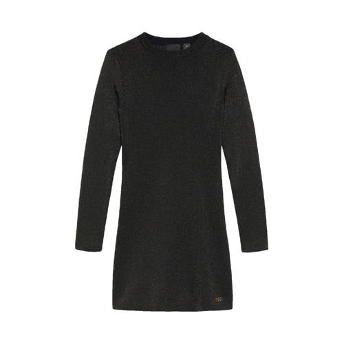 NIK&NIK mini jurk met glitter zwart Meisjes Viscose Ronde hals Effen