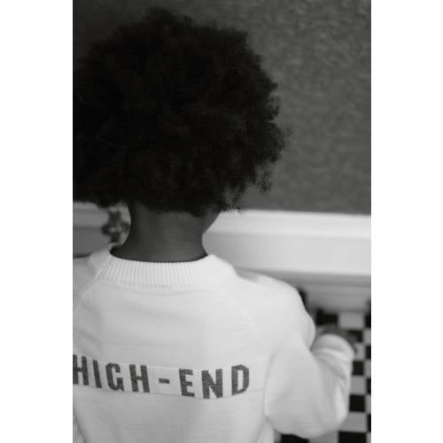 NIK&NIK gebreide trui met backprint ecru Jongens Acryl Ronde hals Backprint