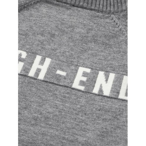 NIK&NIK gebreide trui met backprint grijs Jongens Acryl Ronde hals Backprint