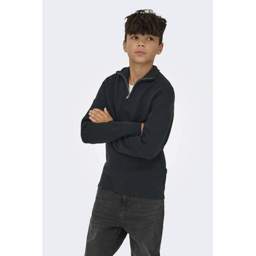 ONLY & SONS JUNIOR trui donkerblauw gebreid Jongens Katoen Col Effen - maat 134/140 afbeelding