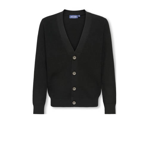 ONLY & SONS JUNIOR vest zwart fijn gebreid Jongens Polyester V-hals Effen - maat 146/152 afbeelding