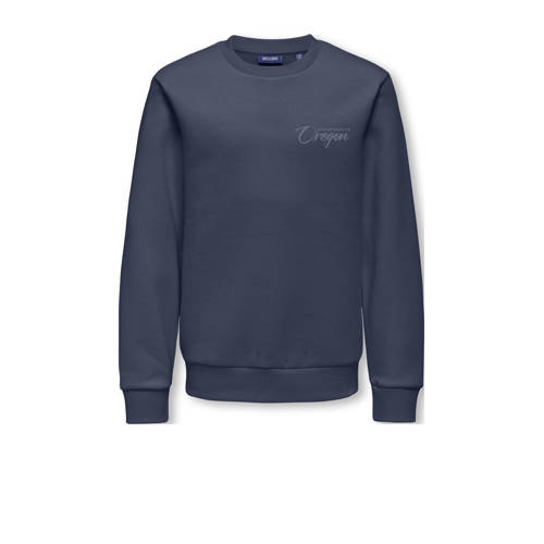 ONLY & SONS JUNIOR sweater met backprint donkerblauw Backprint - maat 122/128 afbeelding