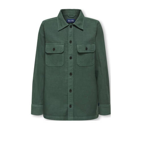 ONLY & SONS JUNIOR overhemd donkergroen Jongens Katoen Klassieke kraag - maat 164 afbeelding