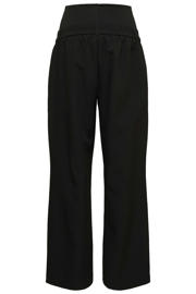 thumbnail: Zwarte dames MAMALICIOUS wide leg regular waist zwangerschaps casual broek met effen