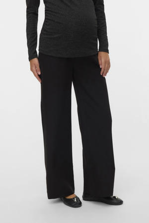 wide leg regular waist zwangerschaps casual broek zwart