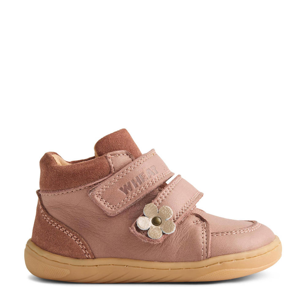 Roze meisjes Wheat Barry leren sneakers van 90% leer/10% suède met klittenband