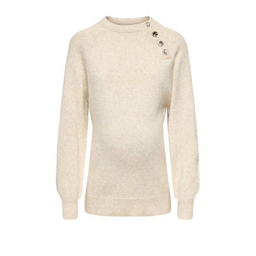 ONLY MATERNITY zwangerschaps trui beige fijn gebreid Dames Acryl Ronde hals - maat XXL afbeelding