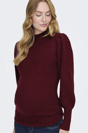 thumbnail: ONLY MATERNITY zwangerschaps trui donkerrood fijn gebreid