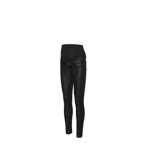 MAMALICIOUS low waist zwangerschapskleding slim fit jeans zwart Dames Imitatieleer - maat 27-32 afbeelding