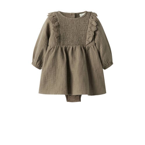 LIL' ATELIER BABY korte jurk bruin Meisjes Katoen Ronde hals Effen