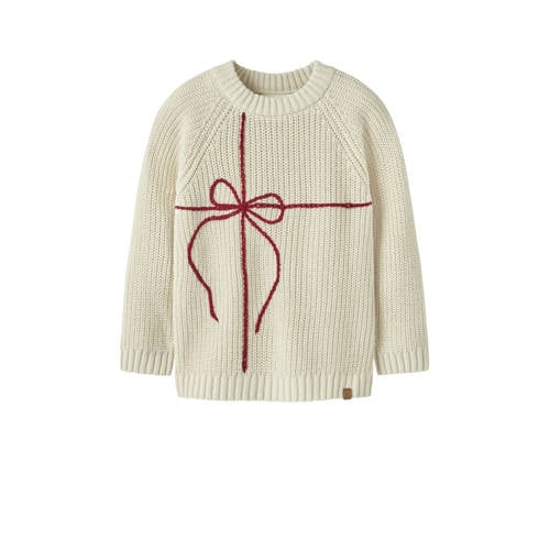 LIL' ATELIER MINI trui ecru rib gebreid Meisjes Katoen Ronde hals Effen - maat 116 afbeelding