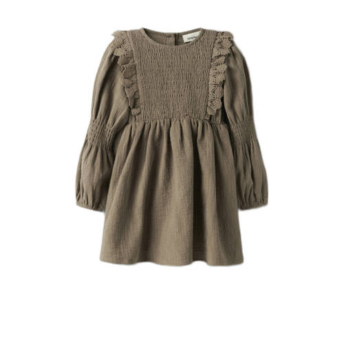 LIL' ATELIER MINI korte jurk bruin Meisjes Katoen Ronde hals Effen - maat 116 afbeelding