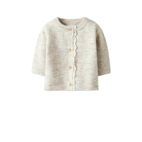 NAME IT BABY fijn gebreid vest ecru melange Meisjes Polyester Ronde hals - maat 68 afbeelding