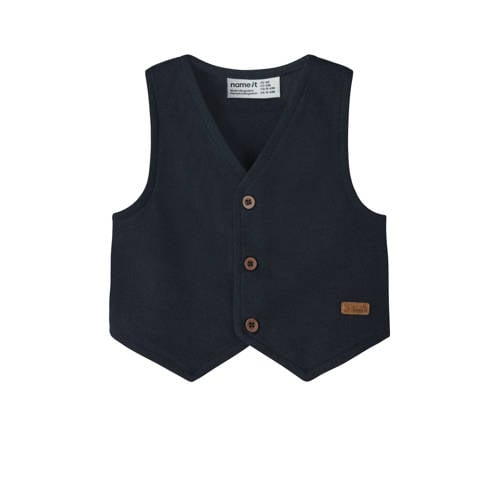 NAME IT BABY gilet zwart Jongens Katoen V-hals Effen - maat 62 afbeelding