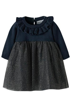glitterjurk met glitter donkerblauw