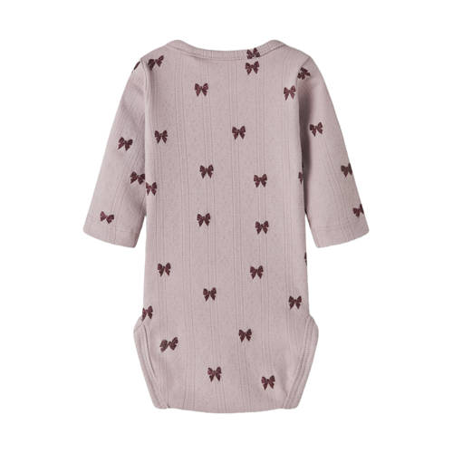 NAME IT BABY romper lila Paars Meisjes Stretchkatoen Ronde hals All over print - maat 62 afbeelding