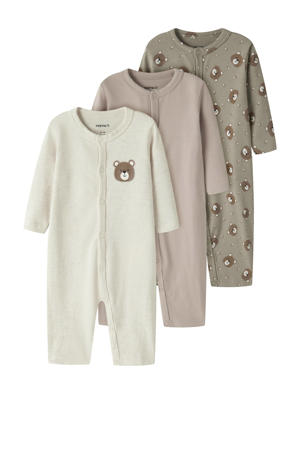 baby pyjama - kaki/beige/oudroze (set van 3)