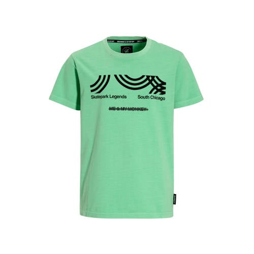Me & My Monkey T-shirt met backprint groen Jongens Katoen Ronde hals Backprint - maat 110/116 afbeelding