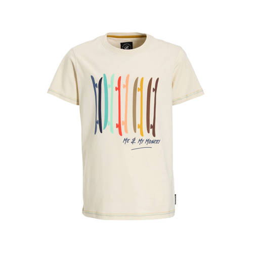 Me & My Monkey T-shirt ecru Jongens Katoen Ronde hals Printopdruk - maat 122/128 afbeelding