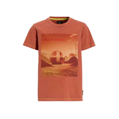 Me & My Monkey T-shirt oranje Jongens Katoen Ronde hals Printopdruk - maat 110/116 afbeelding