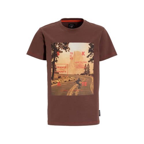 Me & My Monkey T-shirt bruin Jongens Katoen Ronde hals Printopdruk - maat 98/104 afbeelding