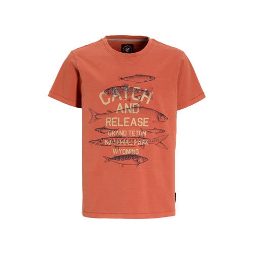 Me & My Monkey T-shirt oranje Jongens Katoen Ronde hals Printopdruk - maat 98/104 afbeelding
