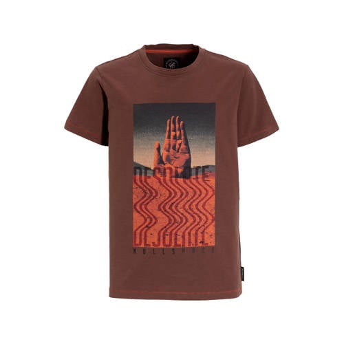 Me & My Monkey T-shirt bruin Jongens Katoen Ronde hals Printopdruk - maat 134/140 afbeelding