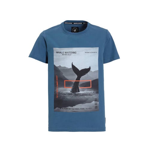 Me & My Monkey T-shirt blauw Jongens Katoen Ronde hals Printopdruk - maat 122/128 afbeelding