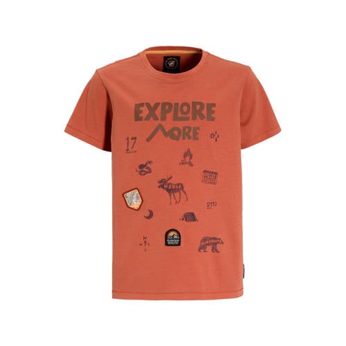Me & My Monkey T-shirt oranje Jongens Katoen Ronde hals Printopdruk - maat 98/104 afbeelding