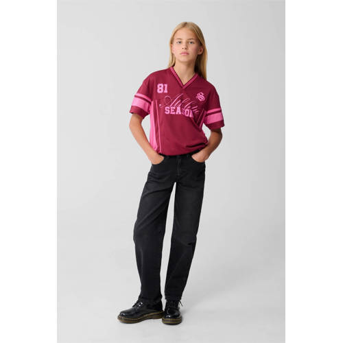 Shoeby T-shirt rood Meisjes Polyester V-hals Printopdruk - maat 122/128 afbeelding