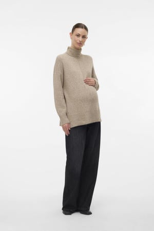 zwangerschaps trui beige gebreid