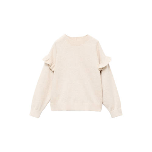 Mango Kids trui beige fijn gebreid Meisjes Katoen Ronde hals Effen - maat 110 afbeelding
